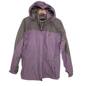 Rare VTG THE NORTH FACE HyVent Full Zip Hooded Rain Jacket 90s Purple Gray SZ M